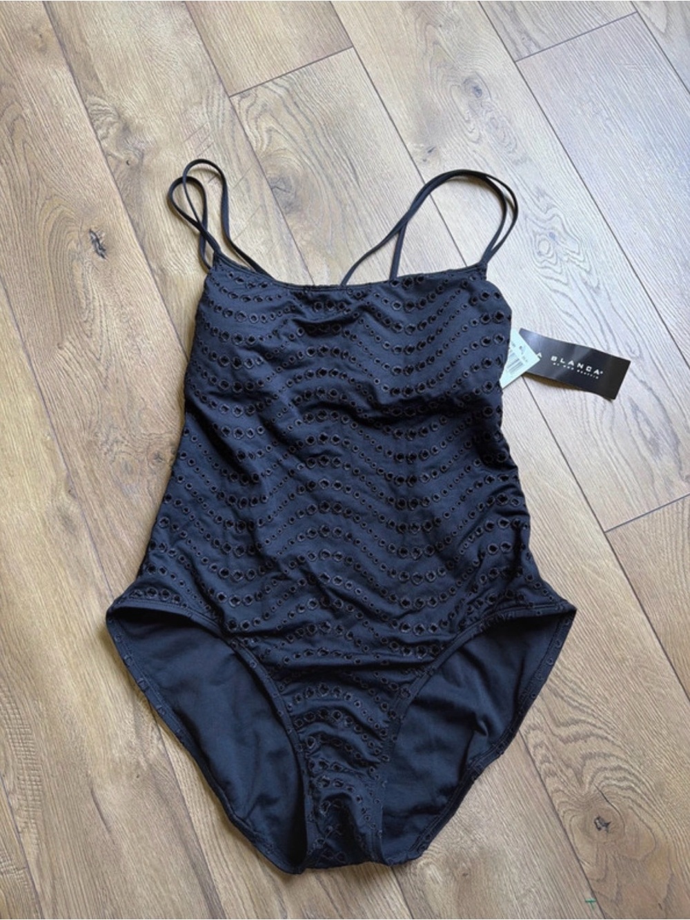 La Blanca Black Eyelet One-Piece Swimsuit